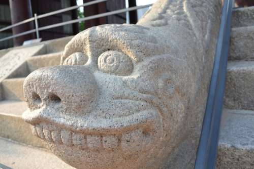 Stone Statue Haitai Divine Right Traditional