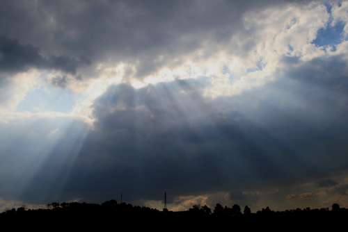 Storm Sky Clouds Weather Rays Crepuscular Rays