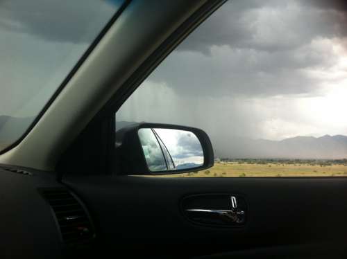 Storm Car Reflection Rain Clouds