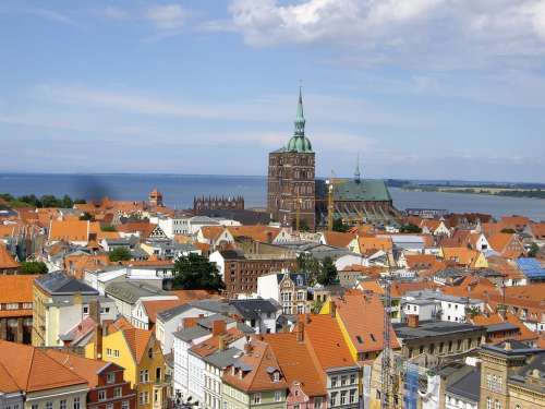 Stralsund Outlook City Roofs Houses View Building
