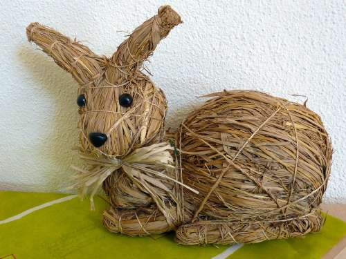 Straw Bunny Hare Easter Spring Holidays Deco