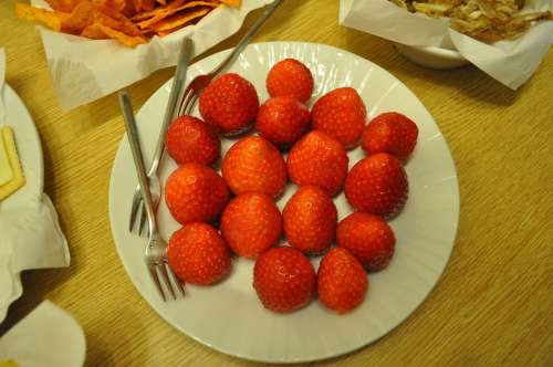 Strawberry Snack Dessert Dining Table Fruit