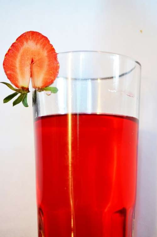 Strawberry Drink Beverage Glass Juice Food Fruit
