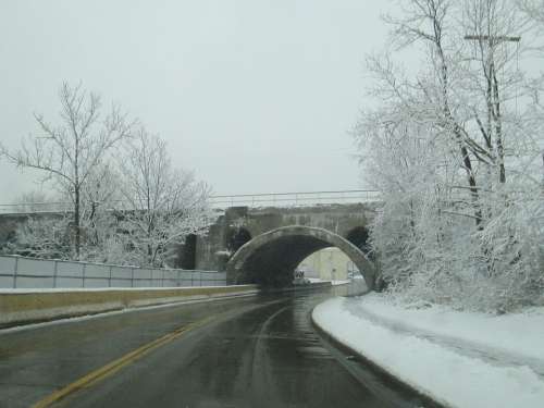 Street Road Winter Bridge Frozen White Gray