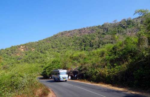 Street Road Uphill Bus Karnataka India