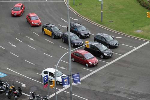 Street Roundabout Cars Barcelona Spain