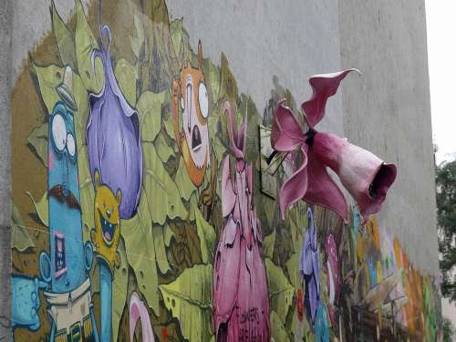 Street Art Berlin Graffiti Flower Art Wall