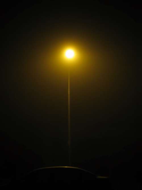 Street Lamp Night Autumn Fog Light Car Silhouette