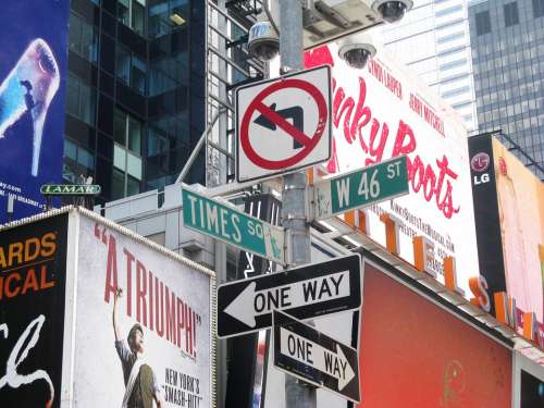 Street Signs Signs New York Manhattan Time Square