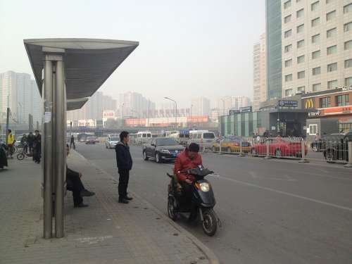 Street View Beijing Haze Bus Station