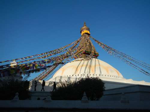 Stupa Nepal Pray Prayer Flags Buddhism Kathmandu