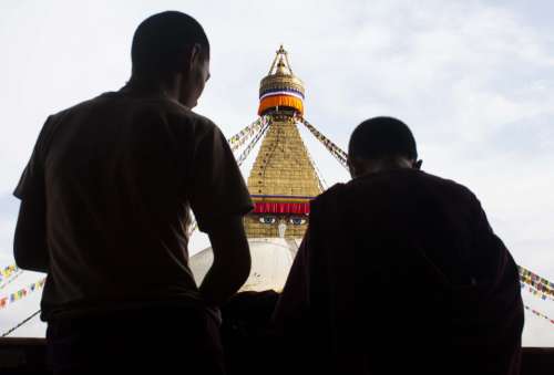 Stupa Buddha Buddhism Monks Shadows Human Person