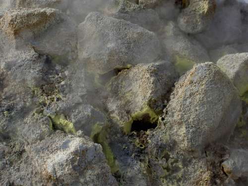 Sulfur Chimney Volcano Gas Iceland Stones