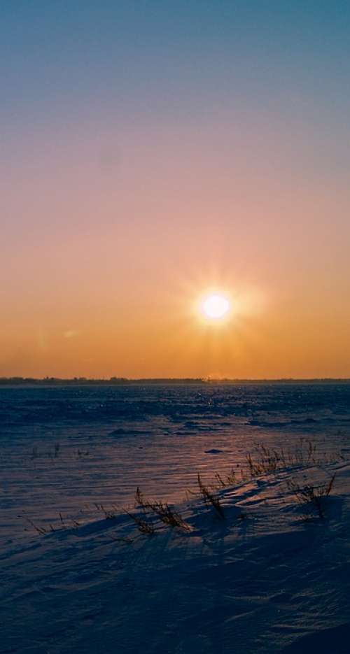 Sun Siberia Winter Sunset Silence