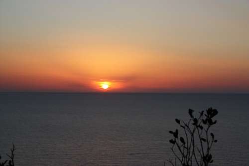 Sun Red Sunset Sea Horizon