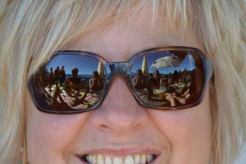 Sunglasses Tourist Information Blond Face Smile