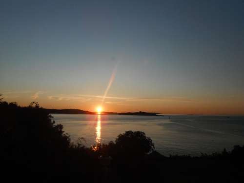 Sunrise Ocean Sea Shoreline Island Maine Summer