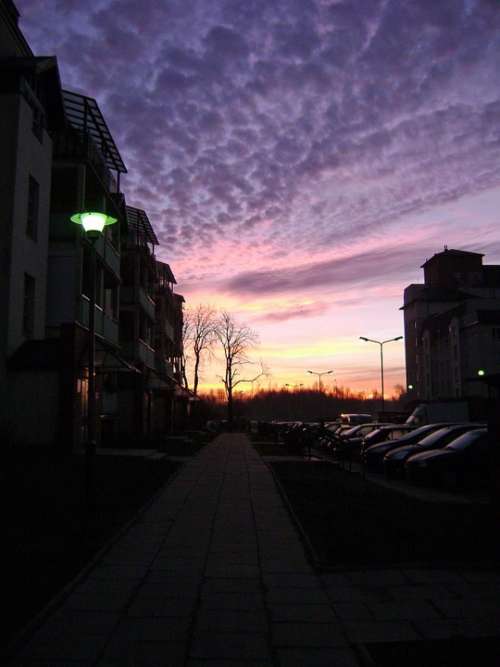 Sunrise Sky Clouds Colors Blocks