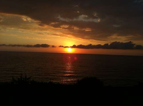 Sunset Of Sun Beach Sea