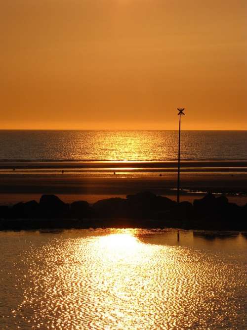 Sunset North Pas De Calais Cloud Beach Sea Seawall