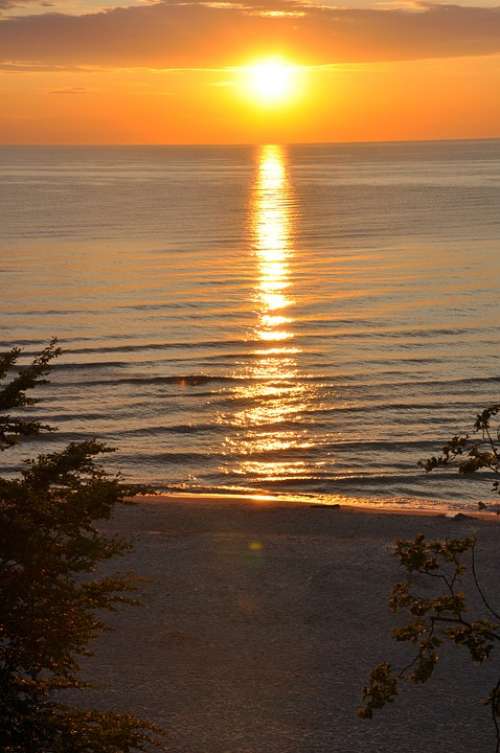 Sunset Sea The Sun Beach The Coast The Baltic Sea