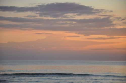 Sunset Sea Clouds Sky Wave The Coast