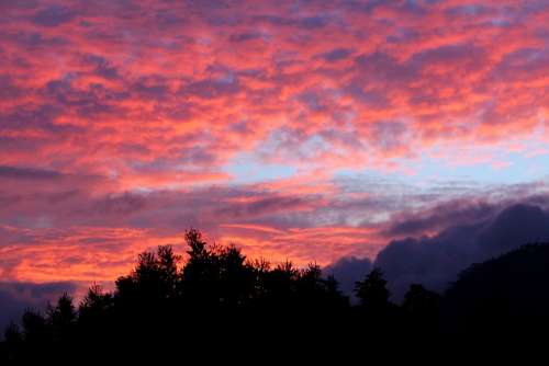 Sunset Landscape Gampola Clouds Colorful Natural