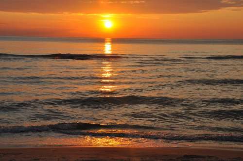 Sunset Sea The Coast The Baltic Sea