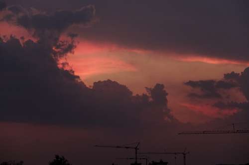 Sunset Evening Sky Clouds Afterglow Sky