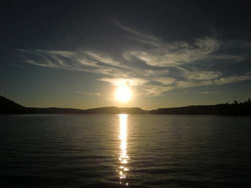 Sunset On Lake Baptiste Water Reflection Sky