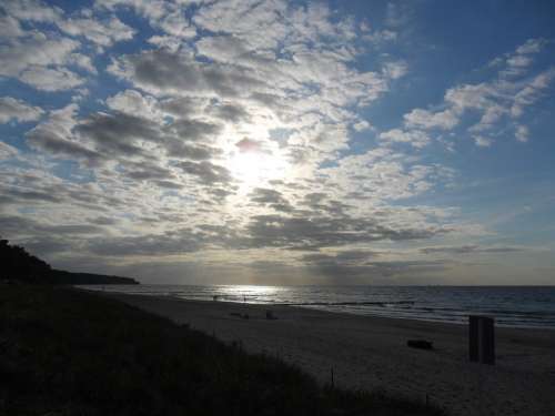 Sunset Sea Beach Warnemünde