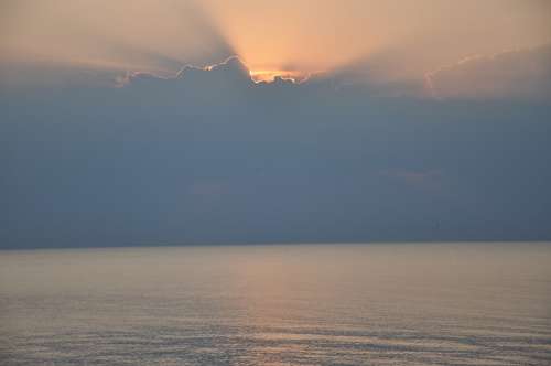 Sunset Sea Evening Clouds
