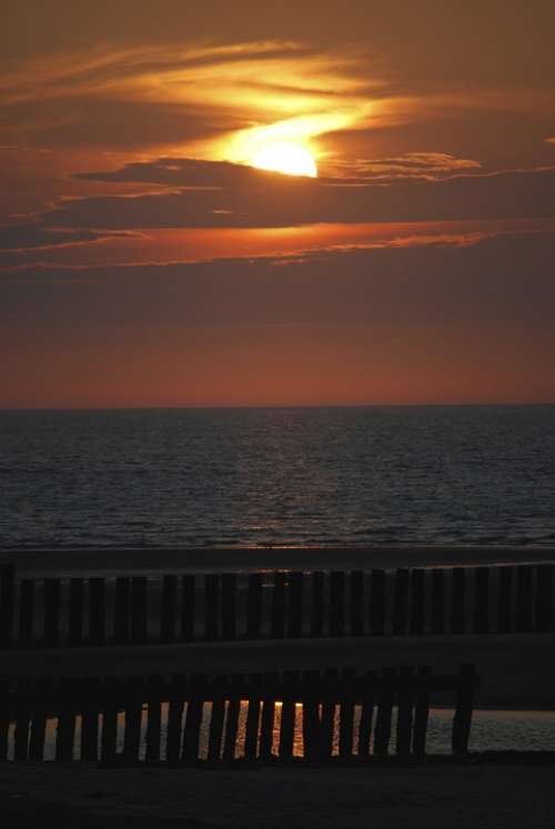 Sunset Wangerooge Lake North Sea Sea Sky Clouds