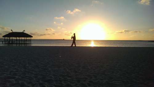 Sunset Beach Saxophonist Abendstimmung Cuba