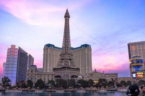 Sunset Paris Las Vegas Tour Eiffel Fake