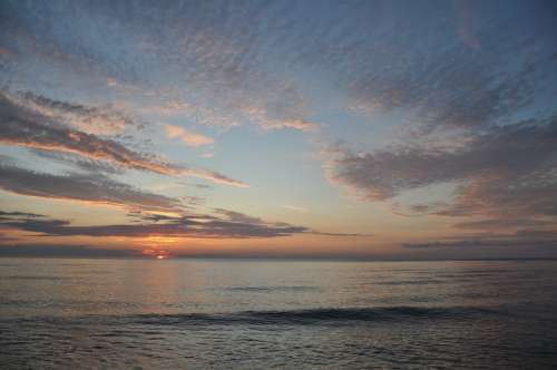 Sunset Sea Sky Clouds