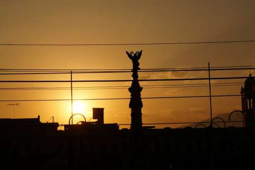 Sunset Statue Religion El Salvador