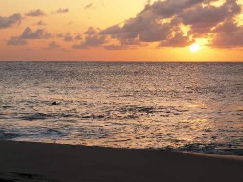 Sunset Golden Caribbean Vacation Holiday Ocean