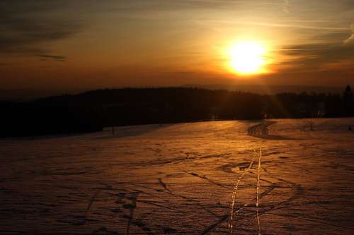 Sunset Snow Mountains