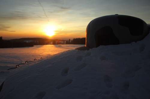 Sunset Snow Mountains Bunker