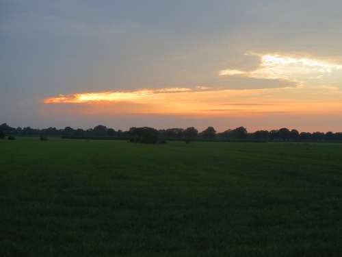 Sunset Pasture Evening Vista Holland