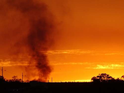 Sunset Fire Smoke Horizon