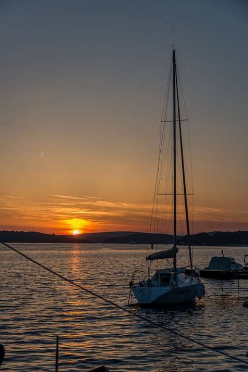 Sunset Boat Ocean