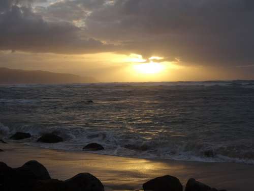 Sunset Romance Sea Ocean Wave Sun Sunlight