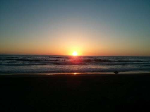 Sunset Scenery Chile Sea Beach Ocean