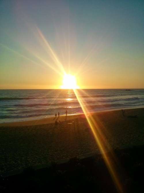 Sunset Scenery Chile Beach Ocean People