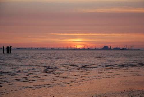 Sunset Afterglow Emden Knock Coast