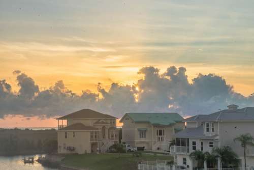 Sunset Florida Sky Clouds Beautiful Water Beach