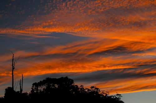 Sunset Sky Clouds Orange Grey Australia Horizon