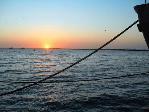 Sunset Walvis Bay Bay Sea Ocean Water Sun